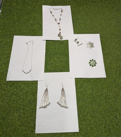 (FV-936) Elegant Stone & Silver Statement Jewelry