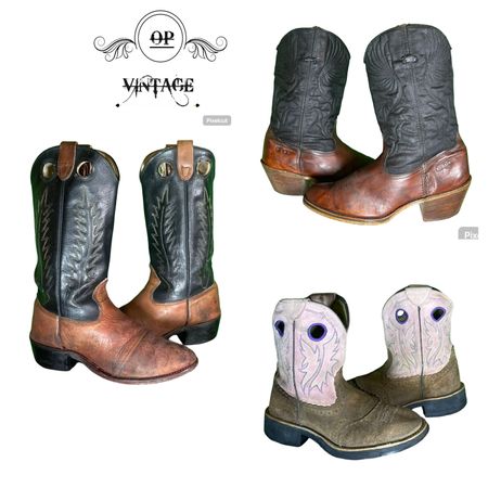 Op vintage 169 ブランデッド カウボーイ ブーツ