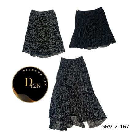 Black Polka Dot Printed Poly Skirt – Y2K Vintage Style  (GRV-2-167)