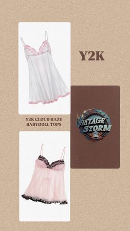 Y2K Cloud Haze Babydoll Tops