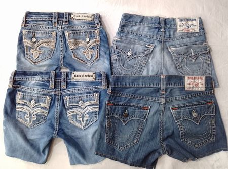 CR6699 Pantaloni Corti Y2K Rock Revival & True Religion Riciclati