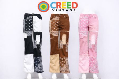 CR1346 Upcycled Bandana Patchwork Denim Pants