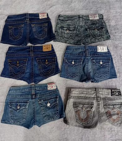 CR6710 Upcycled True Religion Mini Shorts