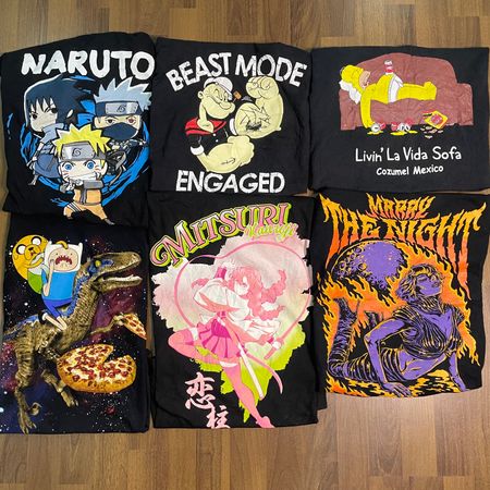 AVG-0249 Black Cartoon Printed T-Shirts