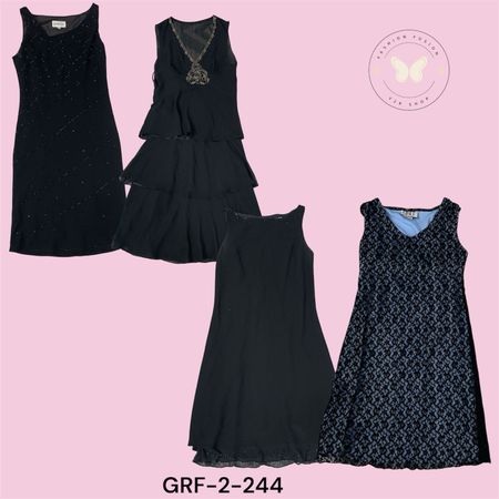 Women’s Black Printed Polyester Dress (GRF-2-244)