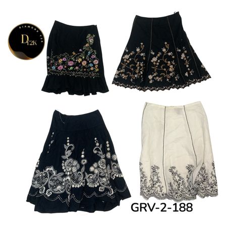 Black & White Embroidered Cotton Skirt  (GRV-2-188)