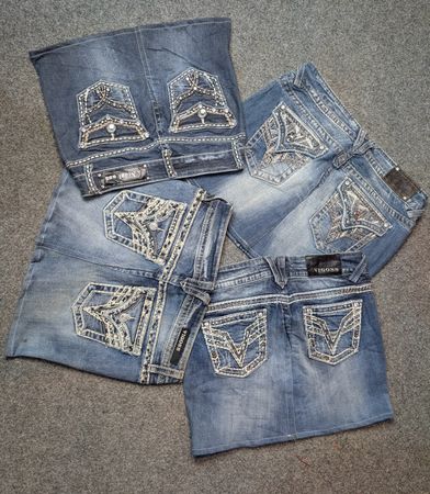 Y2K Denim Mini Stickerei Röcke