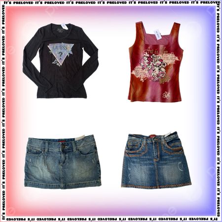 Tees & Skirts - Graphic Tops and denim Mini Skirt (SS-2027)