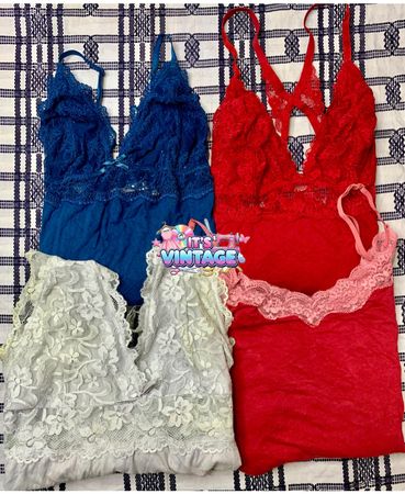 Y2K Lace Cami Bundle Wholesale | Sheer & Floral 2000s Party Tops | Coquette | VA178