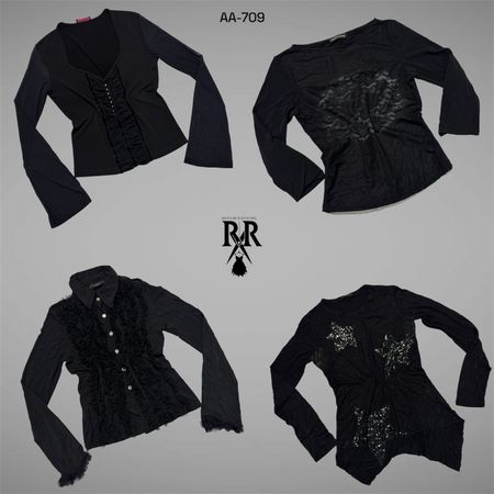 Y2K Black Gothic Full Sleeves Tops (AA-709)