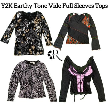 Y2K Earthy Tone Vibe Long Sleeve Tops RW-1604