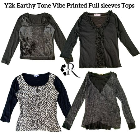 Y2K Erdtöne Vibe Bedruckte Langarmoberteile RW-1606