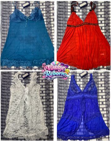 Paquete de Lencería de Encaje Vintage Y2K – Mezcla de Ropa de Noche de Diseñador | VR-234