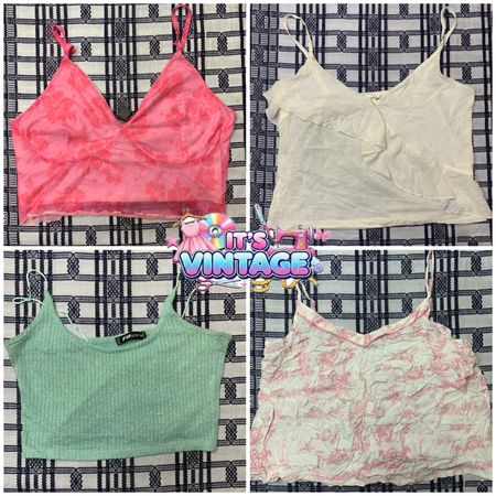 Y2K Cami Top Bundle Wholesale | Sheer Floral & Ribbed 2000s Tops | Coquette | VA18