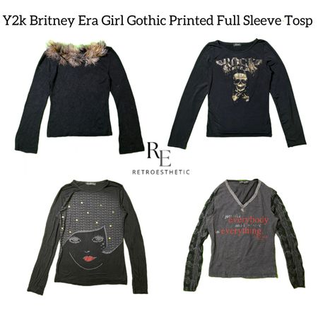 Y2K Britney Era Girl Gothic Printed Full Sleeve Tops RE-2816