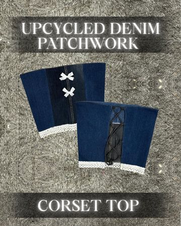 Upcycled Denim Patchwork Corset Top