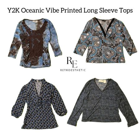 Y2k Oceanic Vibe Printed Long sleeve Tops