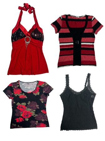 Y2K Romantic Red Hot Tops: TT-158