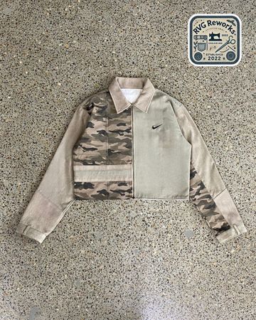Upcycled The Camo Contrast Cropped Jacket