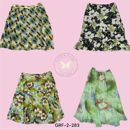 Flora Poly Skirt – Elegant Floral Print A-Line Skirt  (GRF-2-283