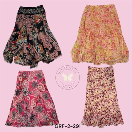 Pink Floral Poly Skirt – Lightweight & Flowy (GR-2-291)