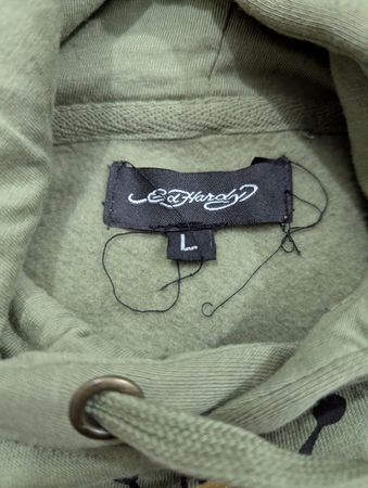 Ed Hardy Women's 'Broken Hearts' Cropped Zipper Hoodies - Sage Green