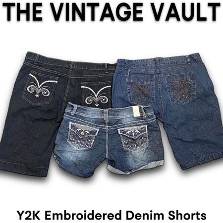 Y2K Embroidered Denim Shorts