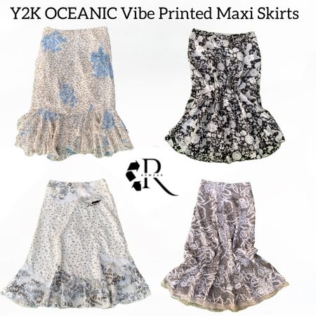 Y2K OCEANIC Vibe Printed Maxi Skirts Rw-1624