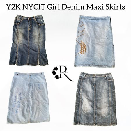Y2K NYCIT Girl Denim Maxi Skirts Rw-1625