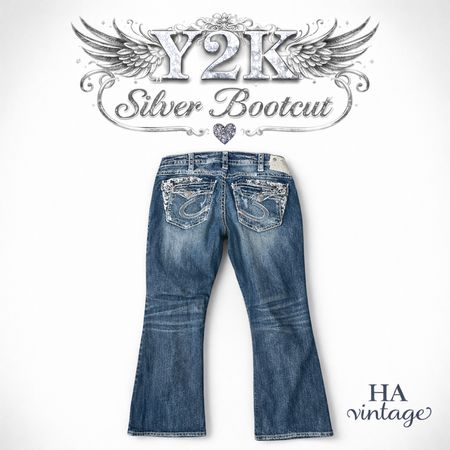 Y2K Silver Womens Bootcut Jeans
