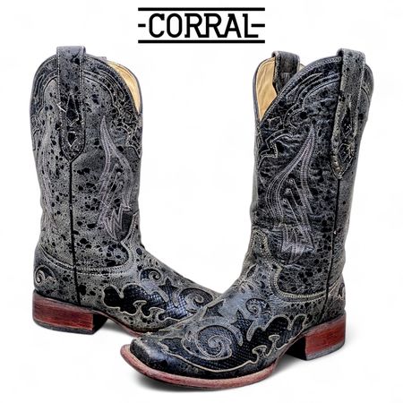 SA443 Botas de Cowboy Vintage - Com Pele Exótica e Marcas de Topo