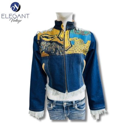 UPCYCLED Tapestry & Denim Ladies crop Jackets - EVR0041