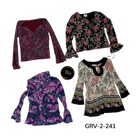 Printed Long Sleeve Y2K Blouse (GRV-2-241)