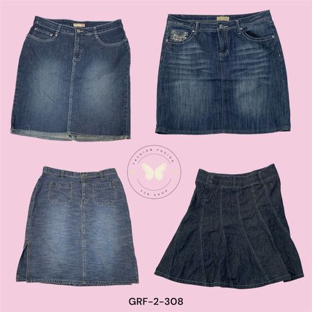 A-Line Denim Maxi Skirt with Button Front (GRF-2-308)