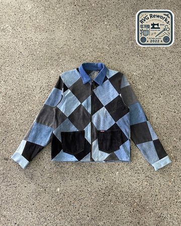 Upcycled Diamond Patchwork Zip Jacket