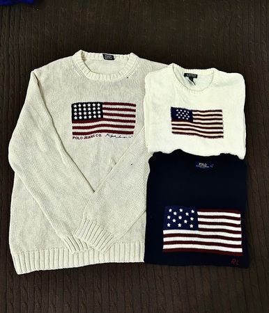 Polo Sweatshirt - Big USA Flag - Premium Articles