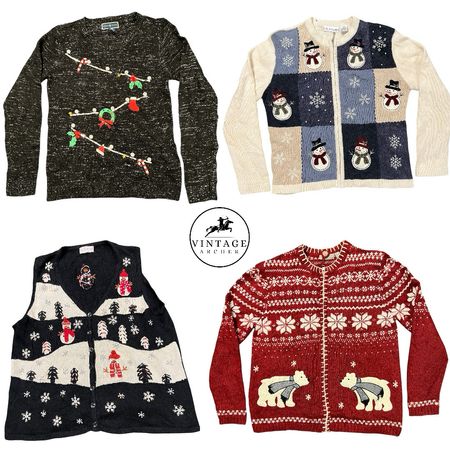 Vintage Christmas Jumpers & Cardigans: 10 Pcs (S-2)