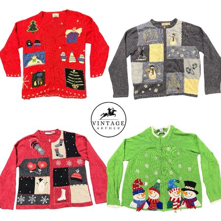 Vintage Christmas Jumpers and Cardigans: 10 Pcs (S-3)