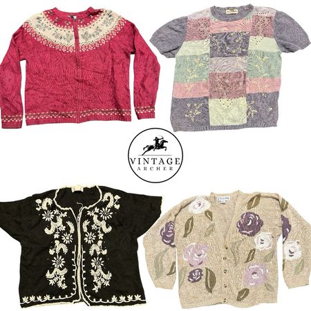 Vintage Embroidered & Flowers Jumpers: 10 Pcs (S-14)