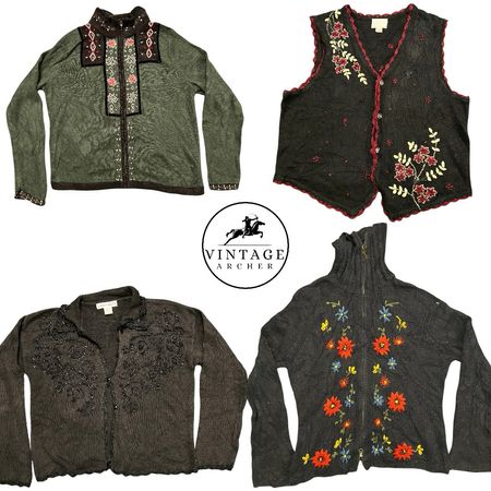 Vintage Flower and Embroidered Jumpers: 10pcs (S-15)