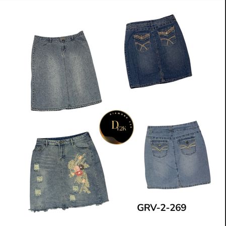 Retro Y2K Long Denim Skirt  (GRV-2-269)