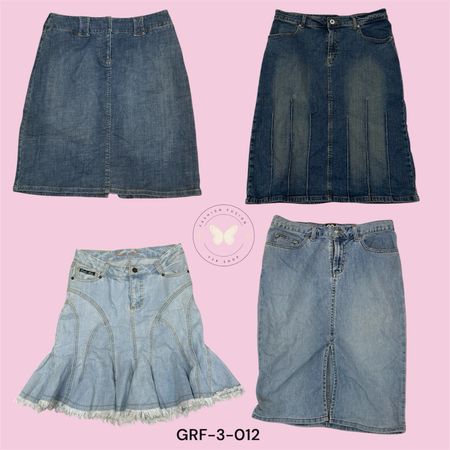 Denim Midi Skirt – High-Waist A-Line, Light Blue Wash (GRF-3-012)