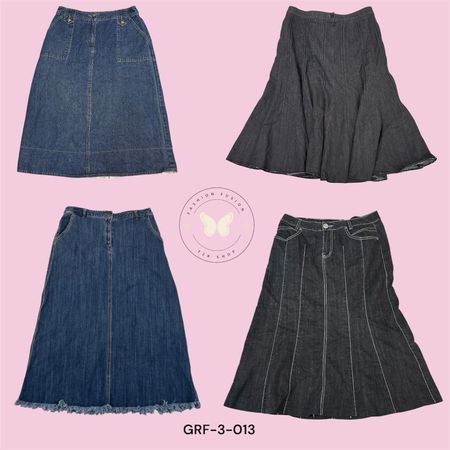 Button-Front Denim Midi Skirt – Dark Wash, Casual Summer Style  (GRF-3-013)