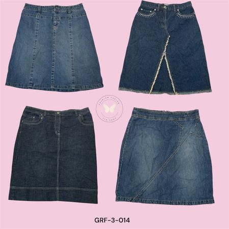 Classic Denim Midi Skirt – Side Pockets, Mid-Blue Wash (GRF-3-014)