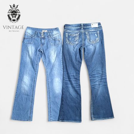 Y2K Embellished And Embroidered Flare Jeans