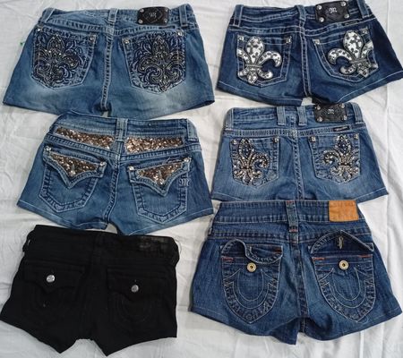 CR6912 Upcycled Miss Me & True Religion Shorts