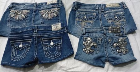 CR6920 Upcycled Miss Me, True Religion & Rock Revival Shorts