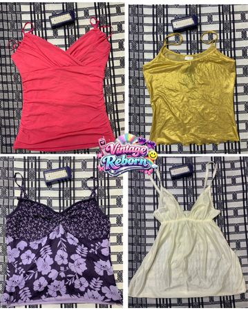 Y2K Vintage Cami Top Mix – Lace, Ruched & Printed Styles | VR-242