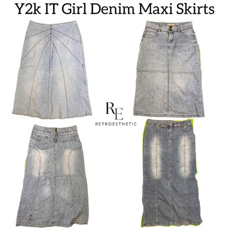 Y2K IT Girl Denim Maxi Skirts RE-2841