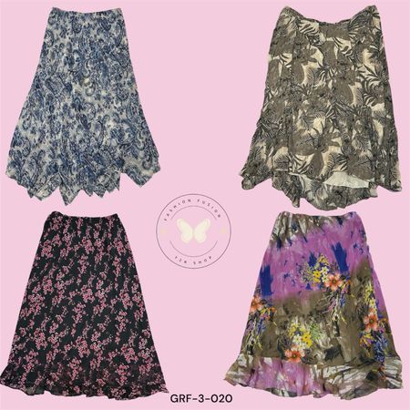 Printed Floral Poly Skirt for Women – Lightweight Casual Wear (GRF-3-030)